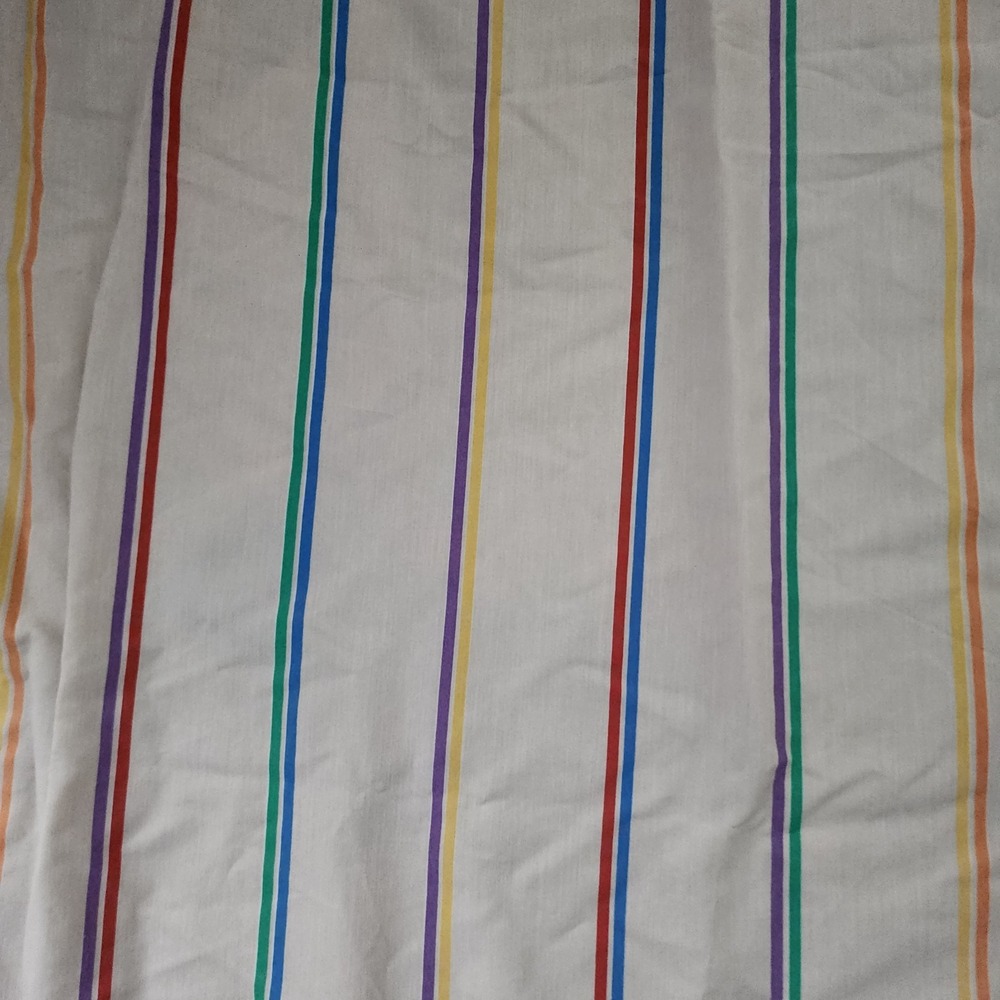 Burlington Caress No Iron Flat Sheet Made in USA Rainbow Striped Queen Size